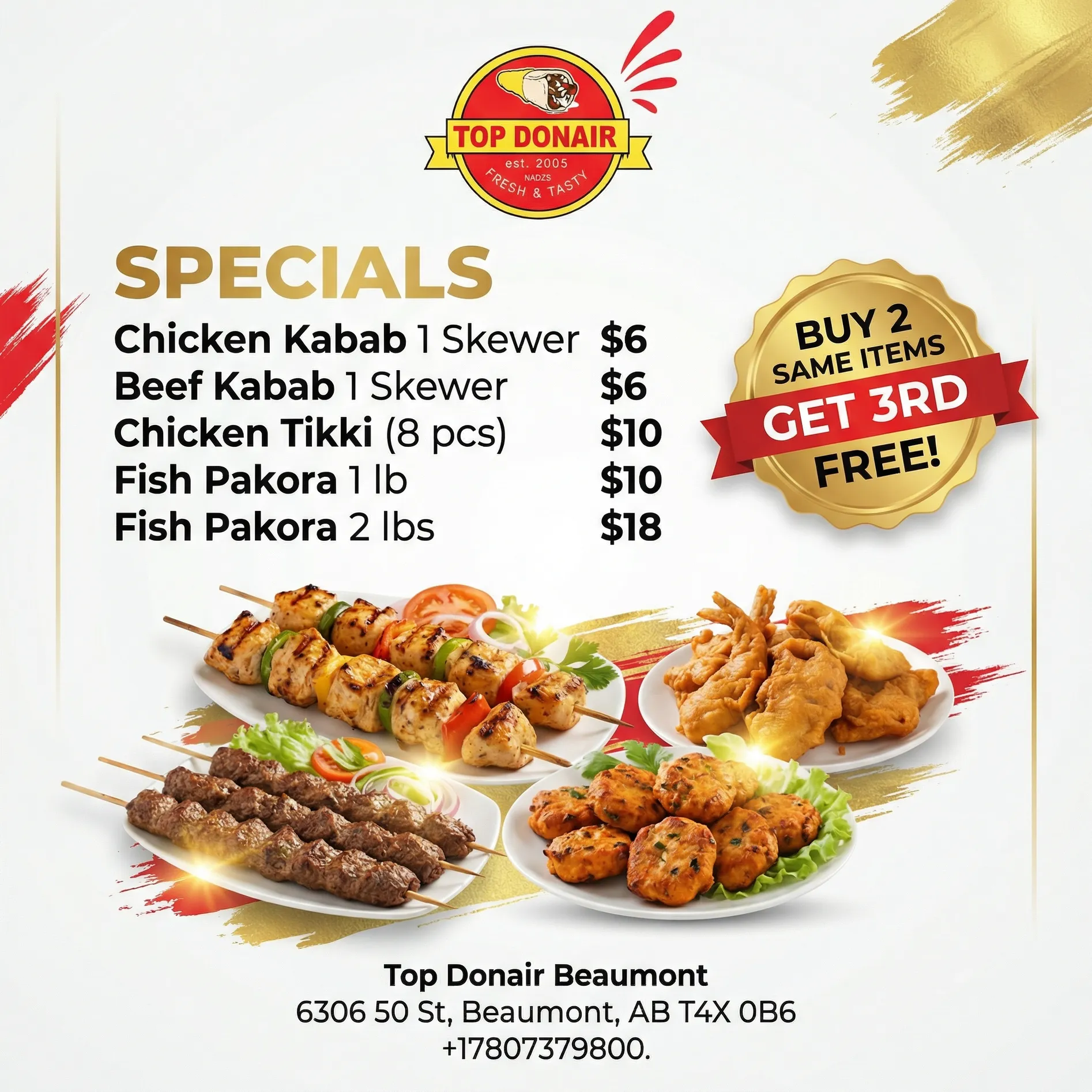 Buy 2 Items Get Third Item Free - Limited time deal at Top Donair Beaumont