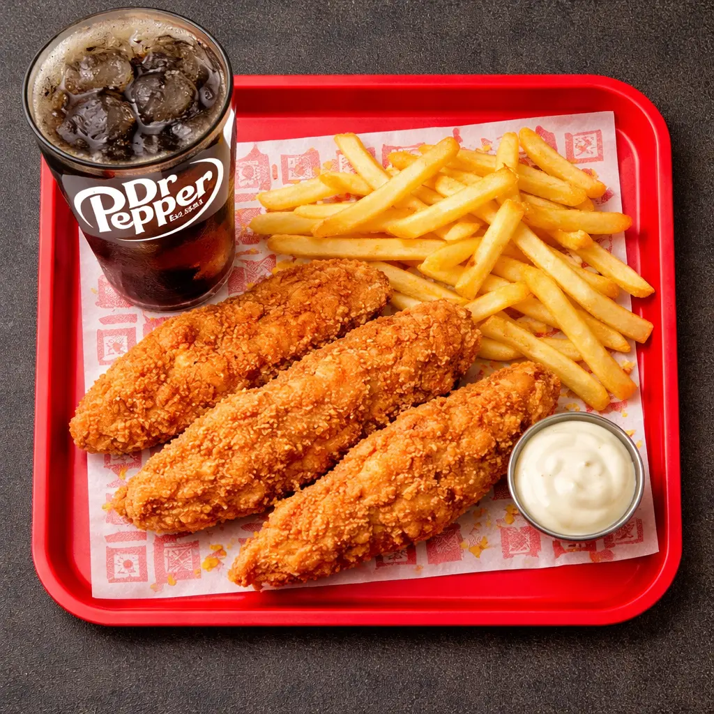 Chicken Fingers Combo at Top Donair Beaumont - crispy chicken fingers with fries and drink
